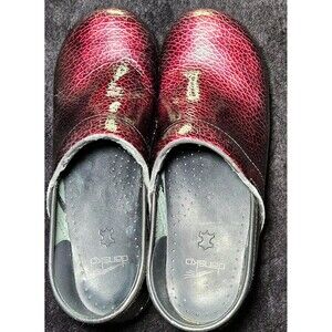 Dansko Professional Womens Slip-on Purple Black Patent Leather Clogs Sz 42